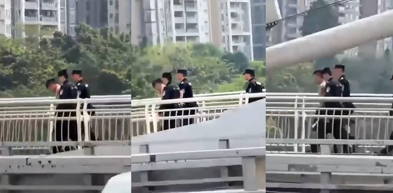 广州一赤裸上身的男子 早高峰爬上猎德大桥轻生 引发大堵车 封路长达22公里 现场视频流出！ - 51吃瓜网-51吃瓜网