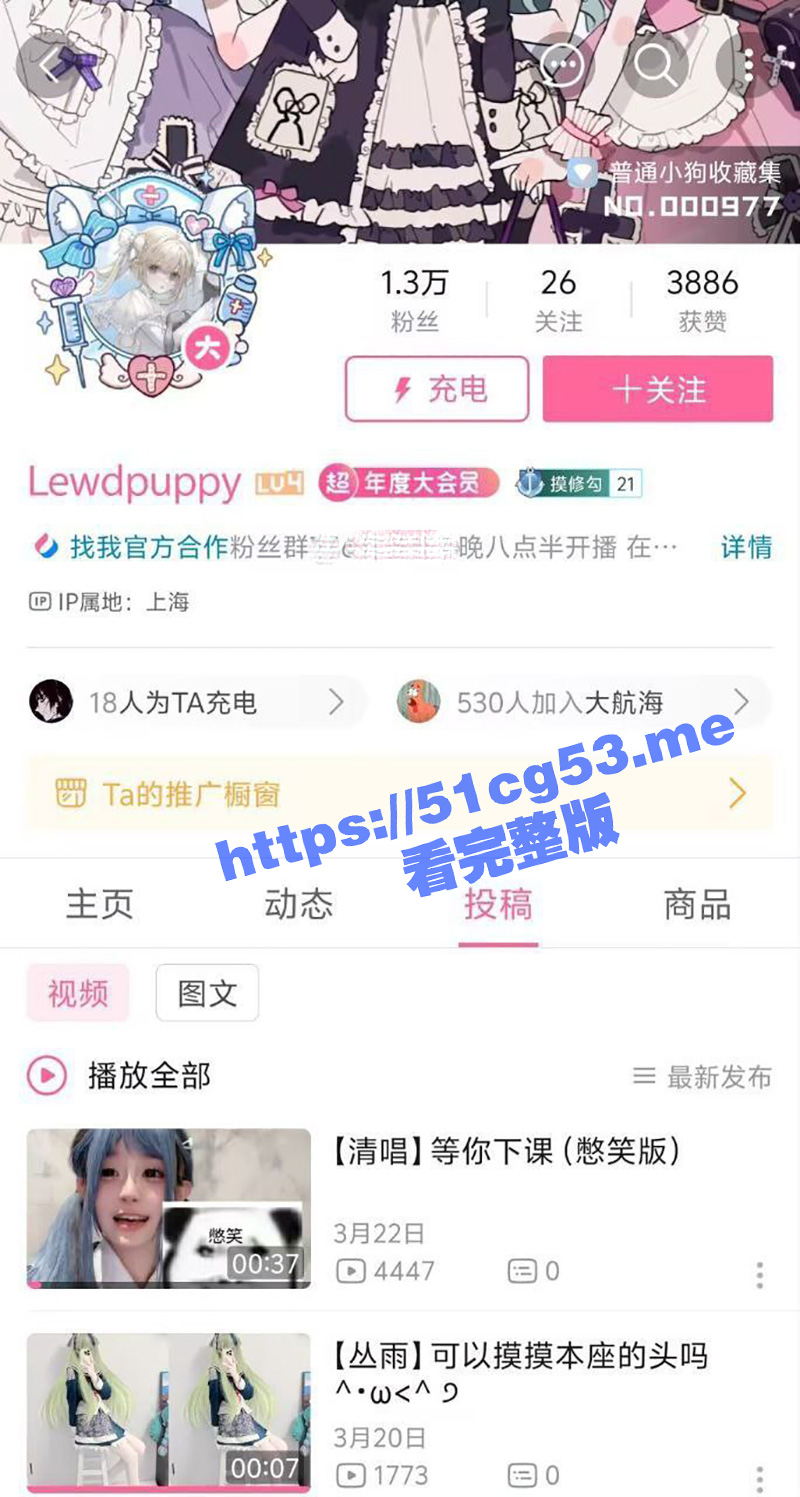 好一个女菩萨！B站顶级福利姬 lewdpuppy 舰长福利及二台录屏 超嫩粉色美穴双视角视频福利！ - 51吃瓜网-51吃瓜网